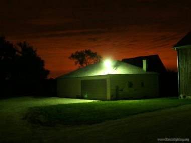 «Barnyard» light fixtures waste light to sides and upward.