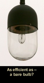 Bare lightbulb in outdoor luminaire.