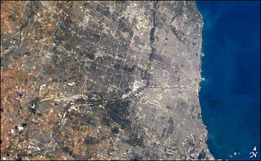 Chicagoland from space, daytime