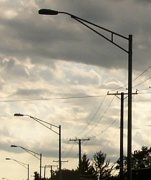 Cobra-style street light fixtures.