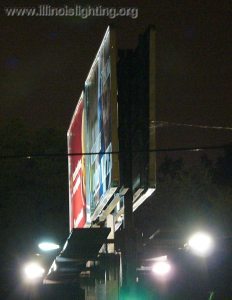 Billboard with wasteful up-lighting.