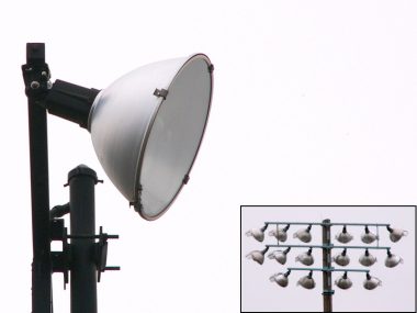 Typical sports field lighting fixtures.