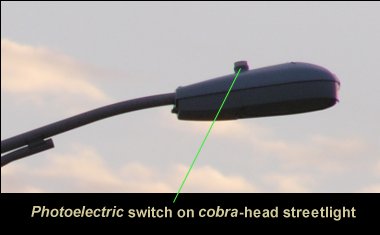 Photoelectric switch on streetlight.